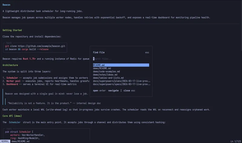 Fuzzy file finder overlay